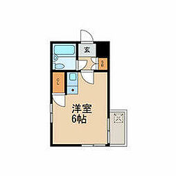 ロワール祐天寺 ワンルームの間取図画像
