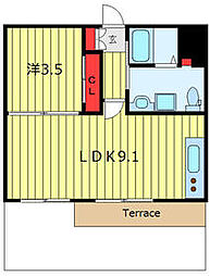田端公園アパートメンツ 1階1LDKの間取り