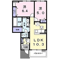JR片町線(学研都市線) 同志社前駅 徒歩12分の賃貸アパート 1階2LDKの間取り