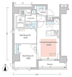 都営新宿線 菊川駅 徒歩2分の賃貸マンション 4階2LDKの間取り