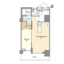 LIBRGRANT大宮 1LDKの間取図画像
