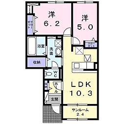グランドールK1 2LDKの間取図画像