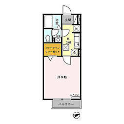 モナリエーレB 1Kの間取図画像