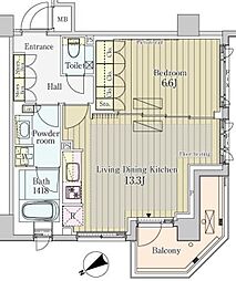 東京メトロ銀座線 表参道駅 徒歩6分の賃貸マンション 1階1LDKの間取り