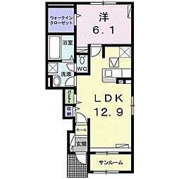 雅 1LDKの間取図画像