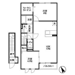 AiryGardenB 2LDKの間取図画像