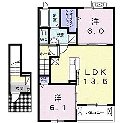 エアリーさくらB 2LDKの間取図画像