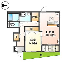 エル・クーレ 1階1LDKの間取り