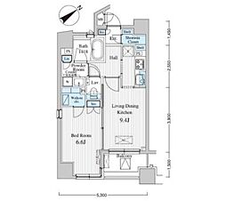 東京メトロ丸ノ内線 赤坂見附駅 徒歩5分の賃貸マンション 6階1DKの間取り