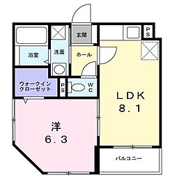 JR高崎線 尾久駅 徒歩5分の賃貸マンション 2階1LDKの間取り
