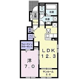 JR東海道本線 袋井駅 徒歩21分の賃貸アパート 1階1LDKの間取り