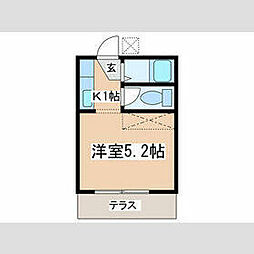 小田急小田原線 玉川学園前駅 徒歩9分の賃貸アパート 1階1Kの間取り