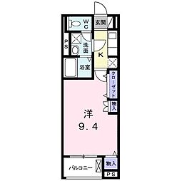 エレガントカーサ3 1Kの間取図画像