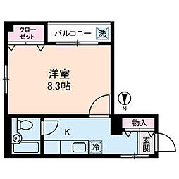 ソレイユ清水 1Kの間取図画像