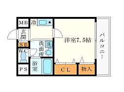 Osaka Metro御堂筋線 西中島南方駅 徒歩8分の賃貸マンション 5階1Kの間取り