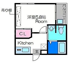 エテルナ都島 1階1Kの間取り