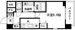 スプランディッド2 1Kの間取図画像