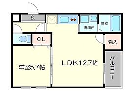フジパレスK1番館 1LDKの間取図画像