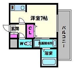 ドゥーエ森ノ宮 ワンルームの間取図画像