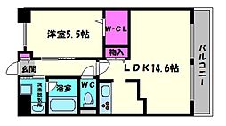 Osaka Metro長堀鶴見緑地線 横堤駅 徒歩10分の賃貸マンション 2階1LDKの間取り