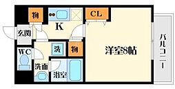 アスール江坂 1Kの間取図画像