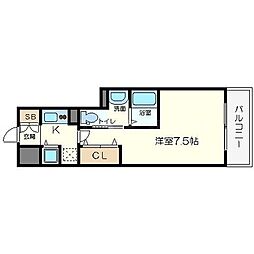 グランルージュ中之島南 1Kの間取図画像