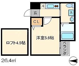 阪急京都本線 大宮駅 徒歩3分の賃貸アパート 2階1Kの間取り