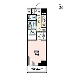 プレール・ドゥーク川崎大師2 1Kの間取図画像