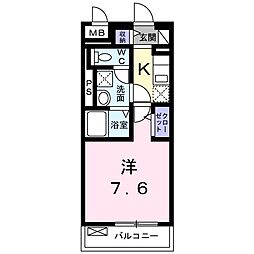 グランソレーユ 1Kの間取図画像