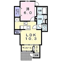 JR片町線(学研都市線) 住道駅 徒歩13分の賃貸アパート 1階1LDKの間取り