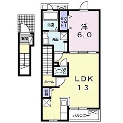 リバーサイドJUN 1LDKの間取図画像