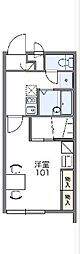 レオパレス絣 1Kの間取図画像
