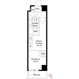JR山手線 巣鴨駅 徒歩3分の賃貸マンション 5階1DKの間取り