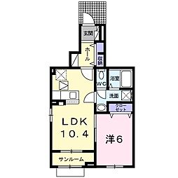 ルトレフル 1LDKの間取図画像