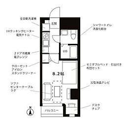 東京メトロ日比谷線 秋葉原駅 徒歩1分の賃貸マンション 4階1Kの間取り