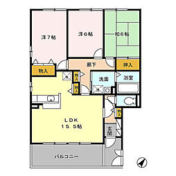大和の里A 3LDKの間取図画像