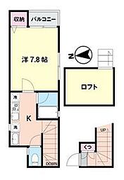 パームグローヴ 2階1Kの間取り