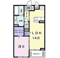 ボナール神野 1LDKの間取図画像