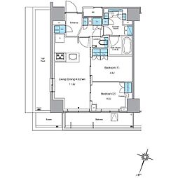 ルフォンプログレ渋谷ヒルトップ 2LDKの間取図画像