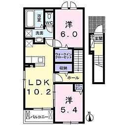 クロシェットK 2LDKの間取図画像