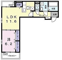 アベニール 1LDKの間取図画像