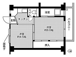 ビレッジハウス広見1号棟 2Kの間取図画像
