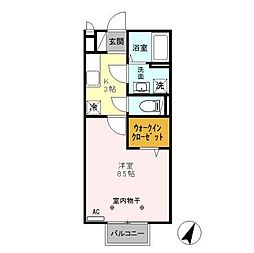 モアクレストF2 1Kの間取図画像