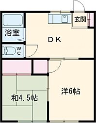 シムラハイツ 1階2Kの間取り