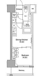 都営三田線 西巣鴨駅 徒歩3分の賃貸マンション 4階1DKの間取り