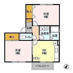 JR総武線 西船橋駅 徒歩17分の賃貸アパート 1階2DKの間取り