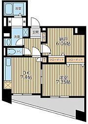 JR山手線 日暮里駅 徒歩8分の賃貸マンション 7階1SDKの間取り