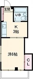 田嶋ビル 1Kの間取図画像