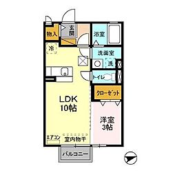 パネトーネ東海 1階1LDKの間取り