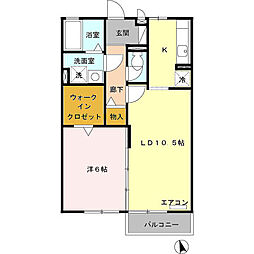 リヴェールＡＯＫＩ 1階1LDKの間取り